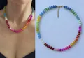 Rainbow candy beaded necklace with colorful crystal beads and gold lobster clasp for women - Gold Lobster Clasp Style (24H13-4) / Necklace (Adjustable) / Purple Red Blue Green