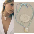 Natuurlijke schelpen hanger ketting met blauwe en groene koorden strandstijl - Lange Gekleurde Koordstijl / 100-120cm / Kleurrijk