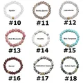 Makro-Anzeige von neun Sorten 8mm Natursteinperlen-Elastic-Ringe mit goldenen Distanzstücken - 6cm / Opal (#10)