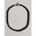 Collana di perle in pietra naturale nera lucida con chiusura a levetta in argento - Collana minimalista con perline nere / 38+5cm / Color Agata Nera