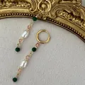 Orecchini a pendente dorati con pietre naturali colorate e perle d'acqua dolce - Stile con Perline in Pietra Naturale e Distanziatore Dorato
