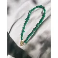 Collier fait main avec pierres naturelles vertes et fermoir à bascule OT doré - Style à Bascule / 43cm / Cyan