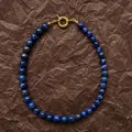 Dettaglio della collana di perle in lapislazzuli blu con chiusura a molla oro 18k - Collana / 43cm / Blu Lapis
