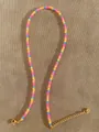 Colorful beaded necklace with pastel resin beads and 18k gold plated lobster clasp - Colorful Frosted Style (28)