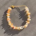 Macro detail of natural citrine and crystal stone beads with golden adjustable clasp - Citrine Chip Stone Style (11)