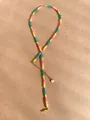 Handmade beaded necklace with multi-color neon gems and 18k gold plated steel beads - Neon Faceted Style (29)