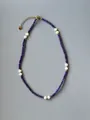 Handmade beaded necklace with purple faceted stones, irregular pearls and 18k gold clasp - Purple White Pearl Style (33)