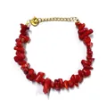 Collana artigianale con perle rosse irregolari e catena di estensione dorata regolabile - Braccialetto (17cm+3cm) / Stile Catena Estensione Pietra Triturata Rossa (Braccialetto 17+3cm)
