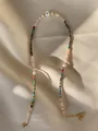 Handmade necklace with natural colored gemstones, pearls, and a 18k gold heart pendant - Colorful Heart Style (2)