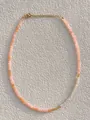 Beaded necklace with pink and orange gemstones and 18k gold plated stainless steel - Pink Orange Faceted Style (43)