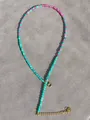 Y-Halskette mit türkis- und rosenroten Steinen in 18 Karat Gold-Beschichtung - Cyan Magenta Facettiert Y-Kette (44 Halskette)
