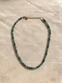 Handmade beaded necklace with natural stones, freshwater pearls, and heart pendant - Gray Green Blue Tricolor Heart Plaque Style (48)