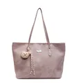 Pink minimalist tote bag with plush bear charm and tassel on a clean white background - No Pendant / Pink