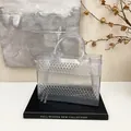 Transparent jelly tote bag with embossed lattice pattern and clear top handles - Clear