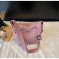 Bolso bandolera minimalista de nailon rosa malva con correa ancha ajustable - Talla única / Rosa