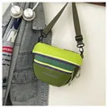 Waterproof nylon fanny pack in fluorescent green and purple colorblock for hiking - Large / Green Contrast