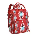 Μεγάλη κόκκινη τσάντα πλάτης μωρού με έθνικ γεωμετρικά σχέδια και πολλές τσέπες - Κόκκινο