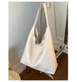 Minimalistische beige oversized tote tas met premium lederen textuur en retro schouderband - Eén maat / Wit