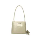 Minimalist light sage green crossbody bag with rounded handle and pearl accent - One Size / Light Green
