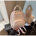 Mini zaino rosa in pelle sintetica con trapuntatura a onde e inserti in rete - Taglia unica / Rosa
