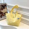 Borsa tote in tela giallo limone con tasca con bottone a pressione e comodi spallacci - Taglia unica / Giallo