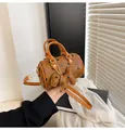 Borsa Boston cilindrica marrone con stampe di orsi e ciondolo elefante per donna - Con Ciondolo / Marrone