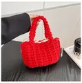 Borsa a mano in maglia rosso vibrante con trama intrecciata e sacchetto interno - Rosso / Taglia unica