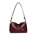 Classic burgundy leather Boston bag with kangaroo metal plaque and shoulder strap - One Size / Burgundy