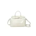 Chic beige square handbag in glossy finish with adjustable strap and metal buckle - One Size / White