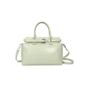Minimalist light green small square handbag with dual handles and crossbody strap - One Size / Green