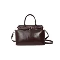 Petit sac à main bordeaux foncé en cuir synthétique brillant avec boucle argentée - Taille unique / Bordeaux