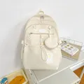 Sac à dos d'école en nylon crème avec motif étoile et mini porte-monnaie assorti suspendu - Avec Pendentif / Blanc