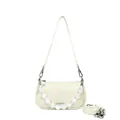 Bolso bandolera blanco crema con elegante cadena de perlas y correa desmontable - Blanco Roto