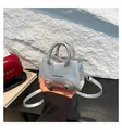 Mini borsa a tracolla argento metallizzato con scritte moda e dettagli borchiati - Taglia unica / Argento