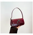 Retro burgundy studded crossbody bag with cross detail and glossy PU leather finish - Burgundy