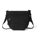 Bolso bandolera ligero de nailon negro para mujer con tres compartimentos de cremallera - Negro