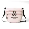 Bolso bandolera versátil de nailon rosa claro con doble cremallera y correa - Rosa