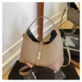 Khaki gewebte Beuteltasche mit Leder-Ecken und Metall-Drehverschluss-Detail - Einheitsgröße / Khaki