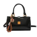 Bolso de mano negro brillante minimalista con hebilla dorada y colgante de Capybara - Talla Única (Con Colgante) / Negro