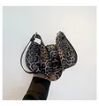 Borsa a tracolla leopardata vintage con fibbia metallica e ampia tracolla moda - Marrone