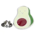 Süße Cartoon-Avocado-Emaille-Anstecknadel mit lächelndem Gesicht und Schmetterlingsverschluss - Grüner Avocado-Stil (A00171)