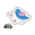 Süße blaue Vogel-Emaille-Nadel mit rosa Herzen und weißen Wolken auf Silberlegierung - Blauer Vogel-Stil (A00314)