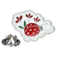 Cartoon Marienkäfer Emaille-Anstecknadel mit roten Blumen und Kristalldetails - Roter Marienkäfer-Stil (A00315)