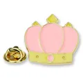 Rosa und goldene Krone Emaille-Anstecknadel mit sicherem Schmetterlingsverschluss - Rosa Herz-Kronen-Stil (A00073)