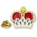 Goldene Kronen-Emaille-Anstecknadel mit roten, weißen und gelben Details und Verschluss - Rot-Weißes Kreuz-Kronen-Stil (A00074)