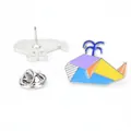 Geometric whale enamel brooch featuring colorful blue, yellow, and purple alloy segments - A00019-Whale