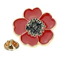 Eleganter roter Mohn-Emaille-Anstecker mit Goldrand und Schmetterlingsverschluss - Roter Mohn Stil (A00416)