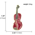 Zinc alloy red enamel violin brooch with gold trim measuring 3.5cm by 1.4cm - Red Violin Style (A00193)
