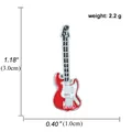 Red and white electric guitar enamel brooch with size measurements and detailed weight - Red White Guitar Style (A00194)