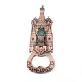 Detail of vintage bronze Moscow cathedral bottle opener with colorful enamel finish - Moscow Cathedral Style (C00005)